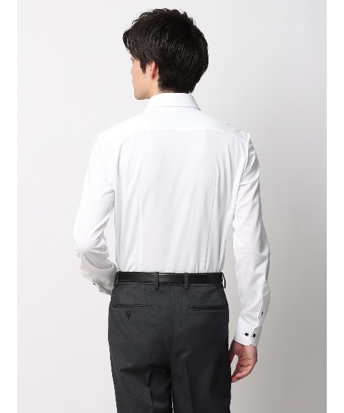 SUIT SQUARE（スーツスクエア）の「最高シャツ ワイシャツ 長袖 ノンアイロンジャージー ワイドカラー FIT ドレスシャツ（ビジネスシャツ・メンズ・ホワイト/ブルー/グレー/ブラウン・首回り43cm-裄丈86cm/首回り41cm-裄丈84cm/首回り39cm-裄丈82cm/首回り37cm-裄丈80cm/首回り41cm-裄丈88cm）」の11枚目の写真
