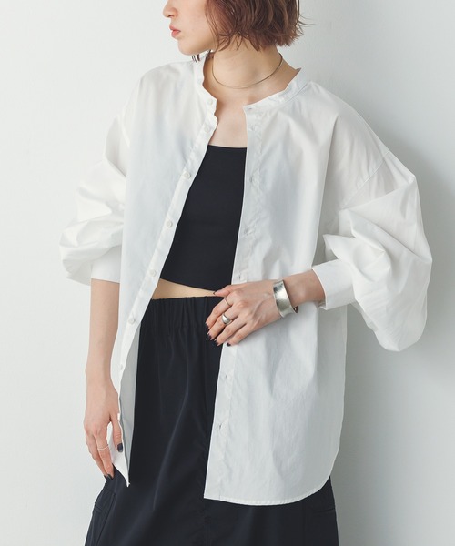 hunch（ハンチ）の「【WEB限定/別注】バンドカラー ボリュームスリーブ2WAYブラウス（シャツ/ブラウス・レディース・ホワイト/ホワイト系その他/ブラック/ベージュ・FREE）」の14枚目の写真