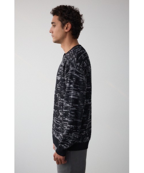 AZUL by moussy(アズールバイマウジー)の「コントラストジャガードニット(ニット/セーター・メンズ・ブラック/ホワイト/グリーン・SMALL/LARGE/MEDIUM)」の8枚目の写真
