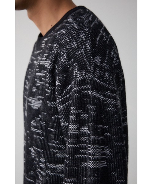 AZUL by moussy(アズールバイマウジー)の「コントラストジャガードニット(ニット/セーター・メンズ・ブラック/ホワイト/グリーン・SMALL/LARGE/MEDIUM)」の11枚目の写真