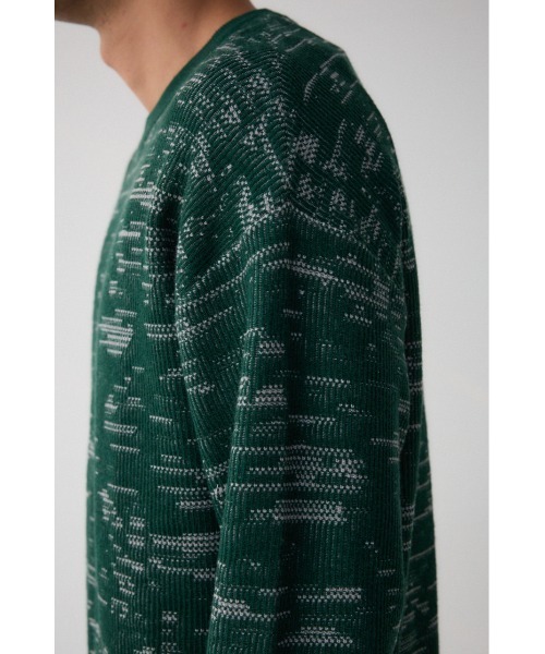 AZUL by moussy(アズールバイマウジー)の「コントラストジャガードニット(ニット/セーター・メンズ・ブラック/ホワイト/グリーン・SMALL/LARGE/MEDIUM)」の22枚目の写真