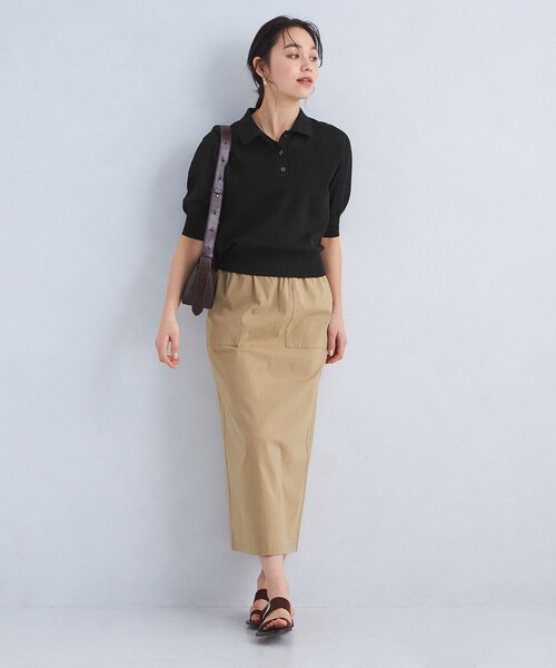 green label relaxing（グリーンレーベルリラクシング）の「パフ シアー ポロニット -ウォッシャブル-（ニット/セーター・レディース・ブラック/ベージュ/オフホワイト・FREE）」の20枚目の写真