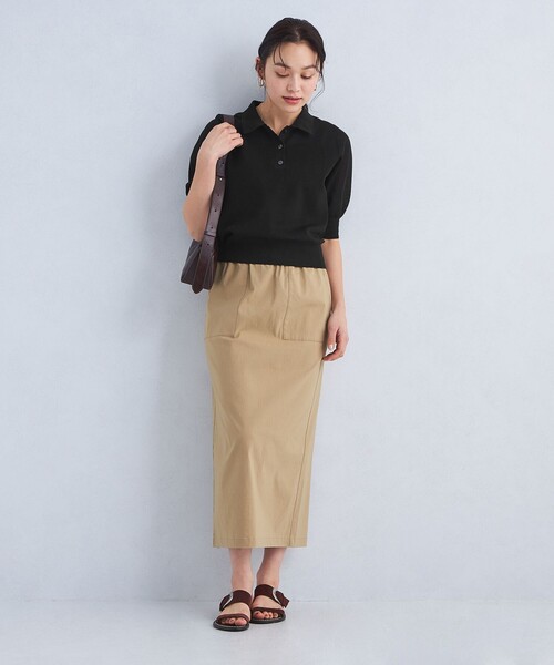 green label relaxing（グリーンレーベルリラクシング）の「パフ シアー ポロニット -ウォッシャブル-（ニット/セーター・レディース・ブラック/ベージュ/オフホワイト・FREE）」の10枚目の写真