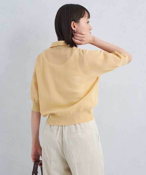 green label relaxing（グリーンレーベルリラクシング）の「パフ シアー ポロニット -ウォッシャブル-（ニット/セーター・レディース・ブラック/ベージュ/オフホワイト・FREE）」の11枚目の写真