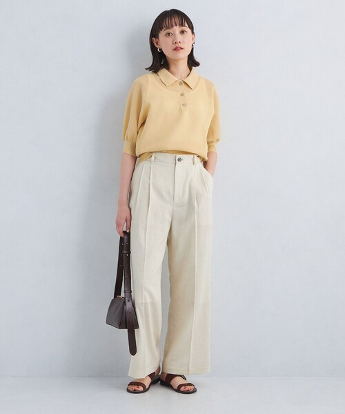 green label relaxing（グリーンレーベルリラクシング）の「パフ シアー ポロニット -ウォッシャブル-（ニット/セーター・レディース・ブラック/ベージュ/オフホワイト・FREE）」の12枚目の写真