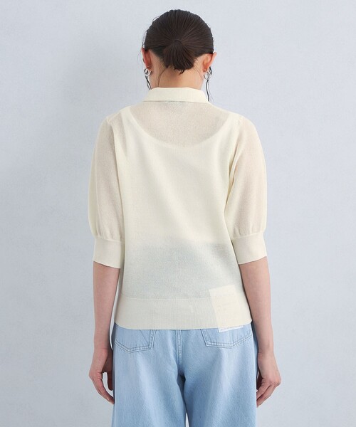 green label relaxing（グリーンレーベルリラクシング）の「パフ シアー ポロニット -ウォッシャブル-（ニット/セーター・レディース・ブラック/ベージュ/オフホワイト・FREE）」の15枚目の写真