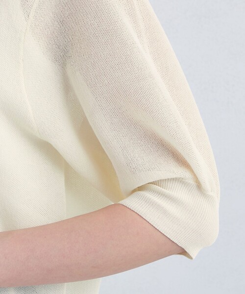 green label relaxing（グリーンレーベルリラクシング）の「パフ シアー ポロニット -ウォッシャブル-（ニット/セーター・レディース・ブラック/ベージュ/オフホワイト・FREE）」の5枚目の写真