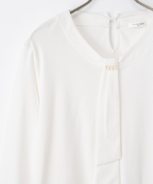 Honeys(ハニーズ)の「ボウタイトップス(Tシャツ/カットソー・レディース・サックスブルー系/ネイビー/ライトグレー/ホワイト・3L/S/M/L/LL)」の18枚目の写真