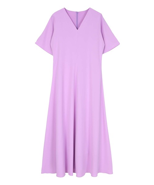 UR'S（ユアーズ）の「Vネックフィットアンドフレアワンピース（ワンピース・レディース・ネイビー/パープル/グレイッシュベージュ/ブラック系その他・S/M/L）」の13枚目の写真