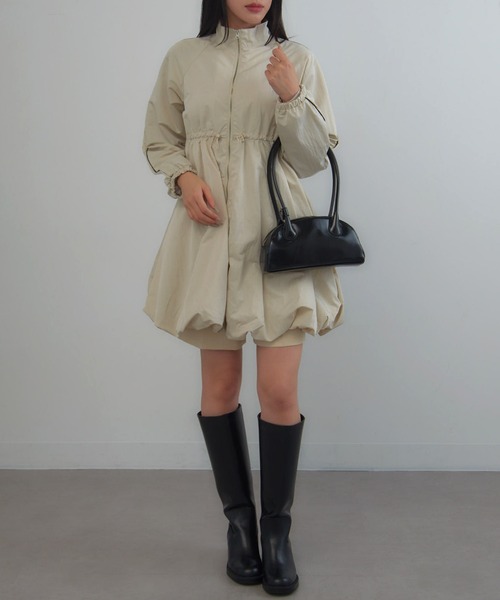 MAGASIN DE MODE Onjna(マガジンデモードオンジェナ )の「【MAGASIN DE MODE Onjna】T/Nタフタトラックバルーンミニワンピース XNN(ワンピース・レディース・ベージュ/チャコールグレー/アイボリー/カーキ・FREE)」の8枚目の写真