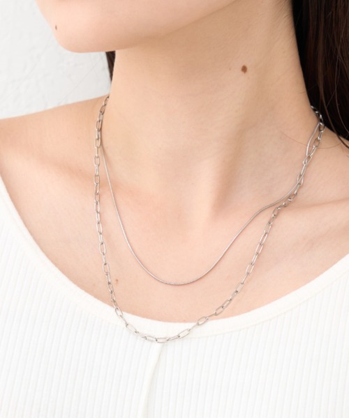 CIAOPANIC TYPY(チャオパニックティピー)の「【2025年S/S新作】lilステンレス2連ネックレス(ネックレス・レディース・シルバー/ゴールド・ONE SIZE)」の2枚目の写真