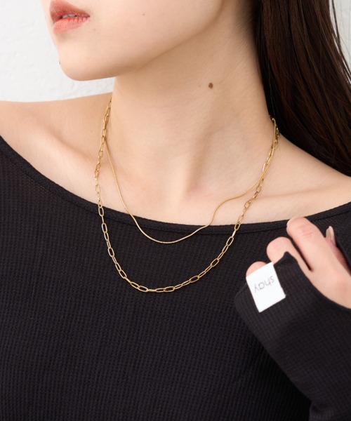 CIAOPANIC TYPY(チャオパニックティピー)の「【2025年S/S新作】lilステンレス2連ネックレス(ネックレス・レディース・シルバー/ゴールド・ONE SIZE)」の4枚目の写真