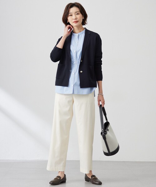 J.PRESS(ジェイプレス)の「【セットアップ対応・洗える】セルロースリネンストレッチ ワイド パンツ(その他パンツ・レディース・ベージュ系/ライトグレー系/ネイビー系/グレー系/ホワイト系・T15/T17/T13)」の8枚目の写真
