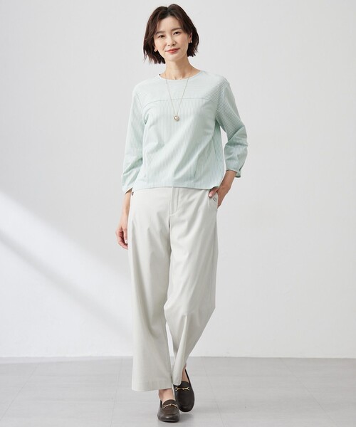 J.PRESS(ジェイプレス)の「【セットアップ対応・洗える】セルロースリネンストレッチ ワイド パンツ(その他パンツ・レディース・ベージュ系/ライトグレー系/ネイビー系/グレー系/ホワイト系・T15/T17/T13)」の11枚目の写真
