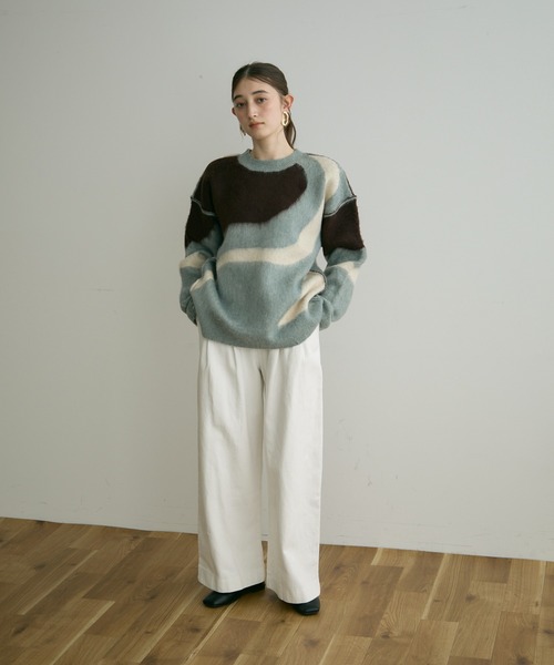 Crisp(クリスプ)の「【ZOZO限定】ニュアンスモチーフニット(ニット/セーター・レディース・ブルー/グレー・FREE)」の7枚目の写真