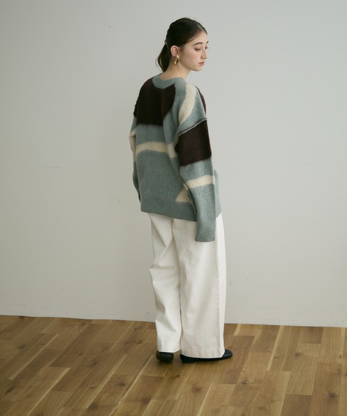 Crisp(クリスプ)の「【ZOZO限定】ニュアンスモチーフニット(ニット/セーター・レディース・ブルー/グレー・FREE)」の10枚目の写真