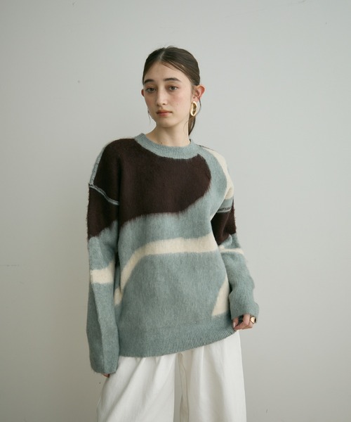 Crisp(クリスプ)の「【ZOZO限定】ニュアンスモチーフニット(ニット/セーター・レディース・ブルー/グレー・FREE)」の12枚目の写真