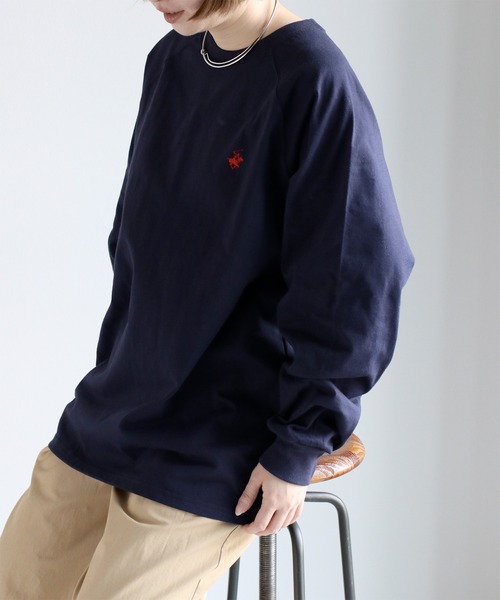 BEVERLY HILLS POLO CLUB（ビバリーヒルズポロクラブ）の「【BEVERLY HILLS POLO CLUB】ワンポイントラグランロングスリーブTee（Tシャツ/カットソー・レディース・ホワイト/ネイビー/ホワイト×グリーン/ホワイト×ブラック・M）」の10枚目の写真
