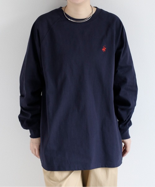 BEVERLY HILLS POLO CLUB（ビバリーヒルズポロクラブ）の「【BEVERLY HILLS POLO CLUB】ワンポイントラグランロングスリーブTee（Tシャツ/カットソー・レディース・ホワイト/ネイビー/ホワイト×グリーン/ホワイト×ブラック・M）」の9枚目の写真