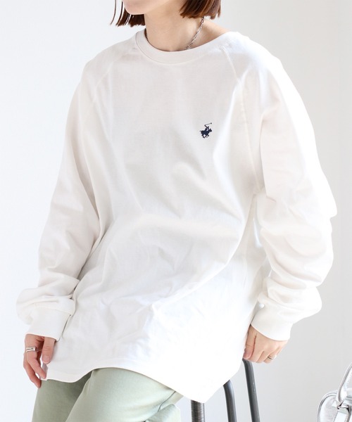 BEVERLY HILLS POLO CLUB（ビバリーヒルズポロクラブ）の「【BEVERLY HILLS POLO CLUB】ワンポイントラグランロングスリーブTee（Tシャツ/カットソー・レディース・ホワイト/ネイビー/ホワイト×グリーン/ホワイト×ブラック・M）」の22枚目の写真