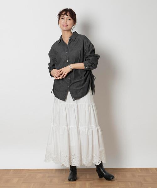 SOMETHING(サムシング)の「SOMETHING(サムシング)【レディース】【WEB限定】ギャザーデニムシャツ(シャツ/ブラウス・レディース・ブラック・S/M)」の14枚目の写真