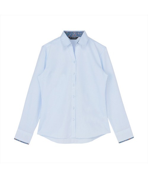 TOKYO SHIRTS(トウキョウシャツ)の「透け防止 形態安定ノーアイロン スキッパー 長袖ビジネスワイシャツ(ビジネスシャツ・レディース・ブルー・M/XL/XS/S/L/LL)」の1枚目の写真