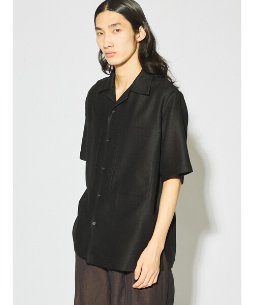 MIDIUMISOLID(ミディウミソリッド)の「MIDIUMISOLID Men’s レノクロスオープンカラーシャツ(シャツ/ブラウス・メンズ・ブラック/オフホワイト・48)」の7枚目の写真