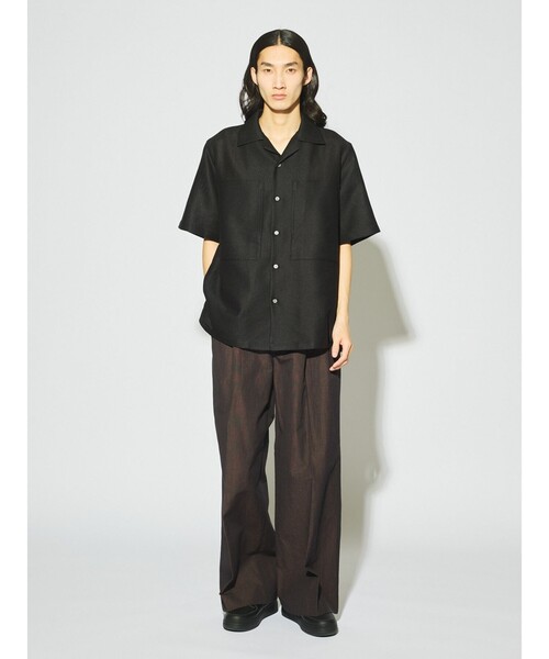 MIDIUMISOLID(ミディウミソリッド)の「MIDIUMISOLID Men’s レノクロスオープンカラーシャツ(シャツ/ブラウス・メンズ・ブラック/オフホワイト・48)」の14枚目の写真