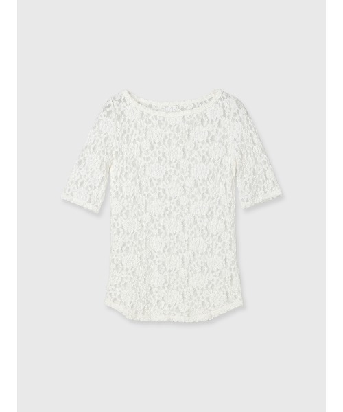 anuans(アニュアンス)の「シュリンクレースボートネックトップス(Tシャツ/カットソー・レディース・ホワイト/グリーン/ブラック・FREE)」の11枚目の写真