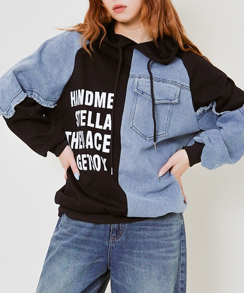 セール】デニム使いロゴ裏毛パーカー（パーカー）｜GORGE