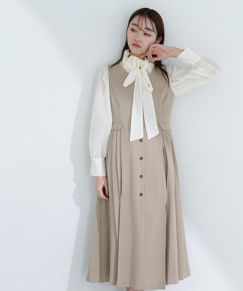 NATURAL BEAUTY BASIC（ナチュラルビューティーベーシック）の「◇ 【美人百花掲載】サイドプリーツジャンスカ（ジャンパースカート・レディース・ベージュ/チャコールグレー/ネイビー・MEDIUM/SMALL/P/S）」の16枚目の写真