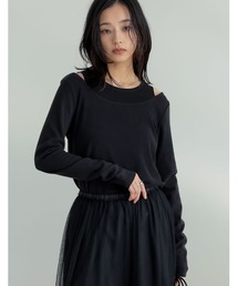 [nachicoさんセレクト][2025SS COLLECTION]レイヤード風配色スムースカットソーロングTシャツ