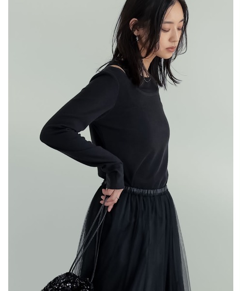 Re:EDIT（リエディ）の「[nachicoさんセレクト][2025SS COLLECTION]レイヤード風配色スムースカットソーロングTシャツ（Tシャツ/カットソー・レディース・ブラック/チャコールグレー/ネイビー/ブラウン・MEDIUM/LARGE）」の21枚目の写真