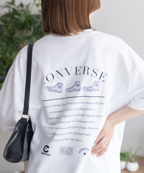 CONVERSE(コンバース)の「CONVERSE 裾ラウンド刺繍 五分袖Tシャツ(Tシャツ/カットソー・レディース・オフホワイト/チャコールグレー/ベージュ・M/L)」の22枚目の写真