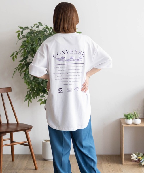 CONVERSE(コンバース)の「CONVERSE 裾ラウンド刺繍 五分袖Tシャツ(Tシャツ/カットソー・レディース・オフホワイト/チャコールグレー/ベージュ・M/L)」の21枚目の写真