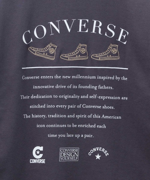 CONVERSE(コンバース)の「CONVERSE 裾ラウンド刺繍 五分袖Tシャツ(Tシャツ/カットソー・レディース・オフホワイト/チャコールグレー/ベージュ・M/L)」の4枚目の写真
