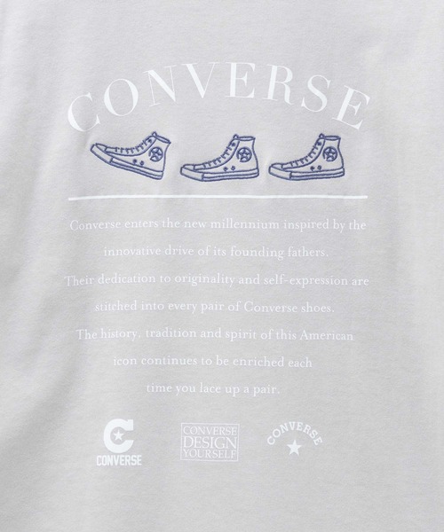 CONVERSE(コンバース)の「CONVERSE 裾ラウンド刺繍 五分袖Tシャツ(Tシャツ/カットソー・レディース・オフホワイト/チャコールグレー/ベージュ・M/L)」の8枚目の写真