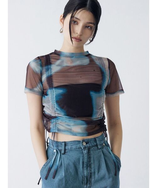MURUA（ムルーア）の「グラデーションシアートップス（Tシャツ/カットソー・レディース・ブラック/ブルー/ブラウン/その他・FREE）」の4枚目の写真