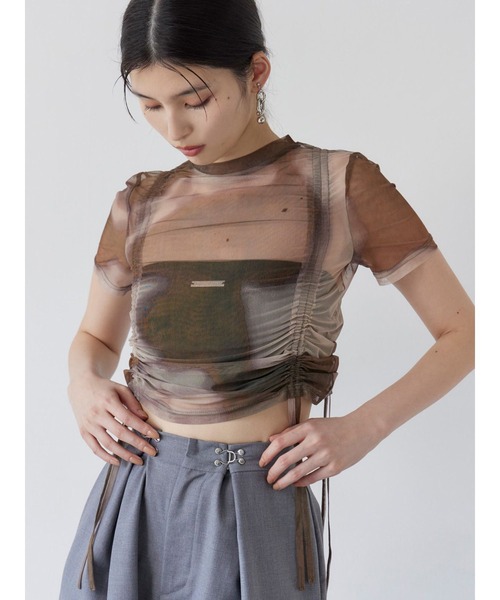 MURUA（ムルーア）の「グラデーションシアートップス（Tシャツ/カットソー・レディース・ブラック/ブルー/ブラウン/その他・FREE）」の1枚目の写真