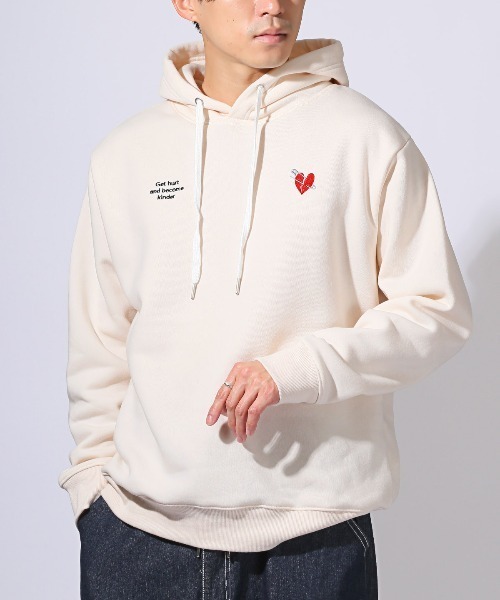 LUXSTYLE(ラグスタイル)の「ワンポイント刺繍入り裏起毛パーカー(パーカー・メンズ・ブラック/ホワイト・M/L/XL)」の1枚目の写真