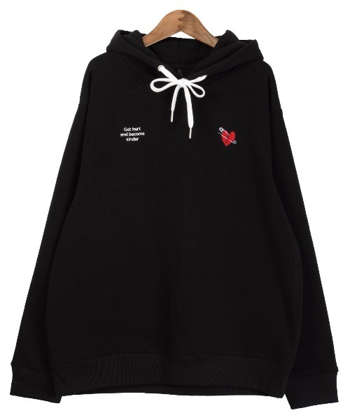 LUXSTYLE(ラグスタイル)の「ワンポイント刺繍入り裏起毛パーカー(パーカー・メンズ・ブラック/ホワイト・M/L/XL)」の13枚目の写真