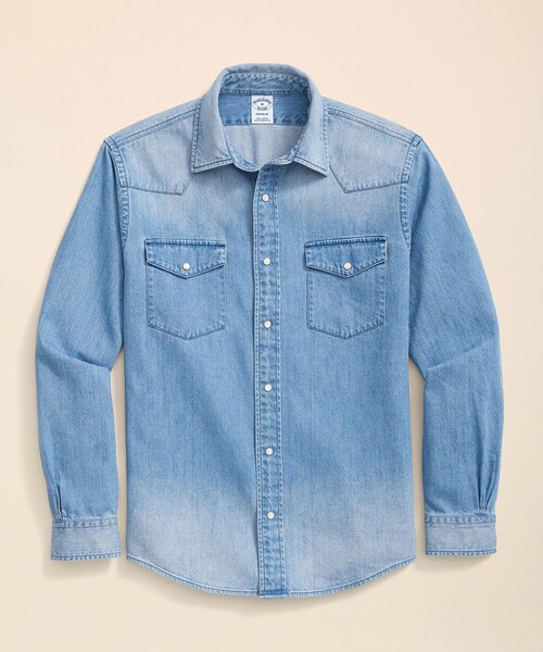 BROOKS BROTHERS(ブルックスブラザーズ)の「コットン デニム ウエスタン カジュアルシャツ Regular Fit(シャツ/ブラウス・メンズ・インディゴブルー・SMALL)」の1枚目の写真