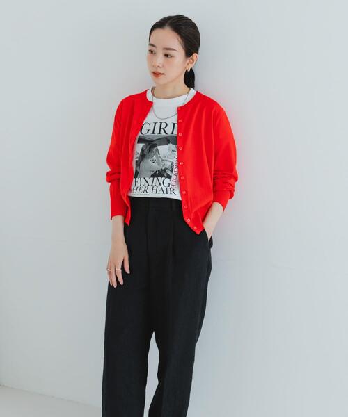 URBAN RESEARCH（アーバンリサーチ）の「new basic　ハイゲージクルーネックニットカーディガン（カーディガン/ボレロ・レディース・ネイビー/グリーン系その他/レッド・FREE）」の6枚目の写真