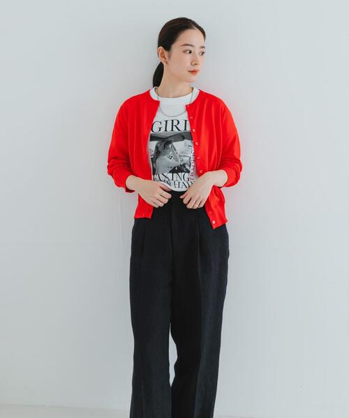 URBAN RESEARCH（アーバンリサーチ）の「new basic　ハイゲージクルーネックニットカーディガン（カーディガン/ボレロ・レディース・ネイビー/グリーン系その他/レッド・FREE）」の7枚目の写真