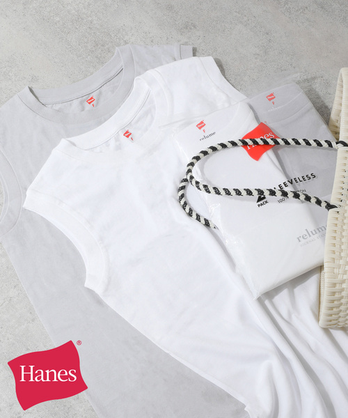 HANES(ヘインズ)の「<2枚セット>別注【Hanes / ヘインズ】スリーブレスプルオーバー(タンクトップ・レディース・ブラック/ホワイト/ピンク・FREE)」の2枚目の写真