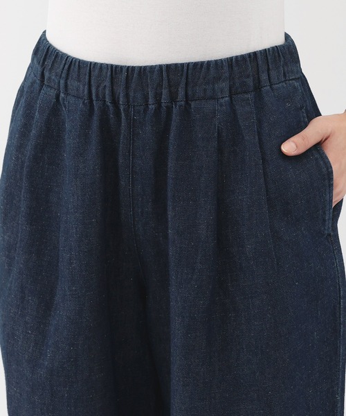 無印良品（ムジルシリョウヒン）の「婦人　コットン　リネン　デニムイージーワイドパンツ（デニムパンツ・レディース・ダークネイビー・XL/L/M/S/XS）」の5枚目の写真