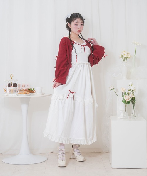 honey cinnamon配色ツイードポイントリボンワンピース サックスブルー 配色ツイードポイントリボンワンピース – BUNNY APARTMENT