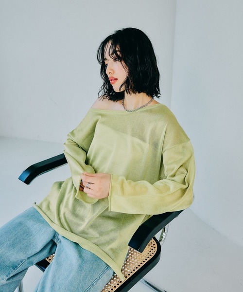 LEPSIM（レプシィム）の「14ゲージ2WAYネックシアーチュニック　327231（ニット/セーター・レディース・イエロー/ピンク/ライトベージュ・FREE）」の21枚目の写真