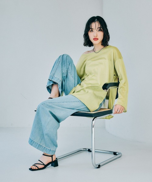 LEPSIM（レプシィム）の「14ゲージ2WAYネックシアーチュニック　327231（ニット/セーター・レディース・イエロー/ピンク/ライトベージュ・FREE）」の19枚目の写真