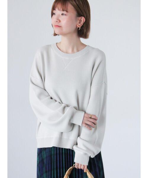 Lugnoncure（ルノンキュール）の「スウェットライククルーネックニット（ニット/セーター・レディース・レッド/グレー/チャコールグレー/ブルー/オフホワイト・F）」の4枚目の写真